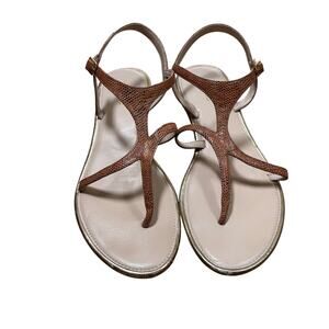 Heyraud snakeskin leather thongs sandals flats casual shoes buckles size EU40